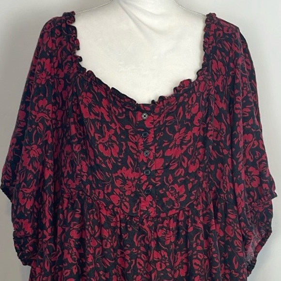 Torrid Babydoll Softest Flannel Puff Short Sleeve Top. Size 6X. NWT. Red & Black - Picture 5 of 15